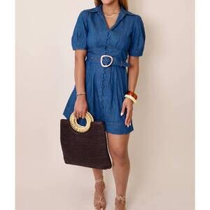 NEW CURRENT AIR button down mini dress in denim